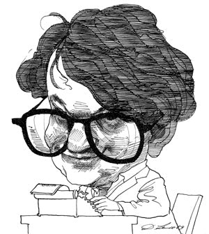 Ensaísta e novelista retratado a lápis.