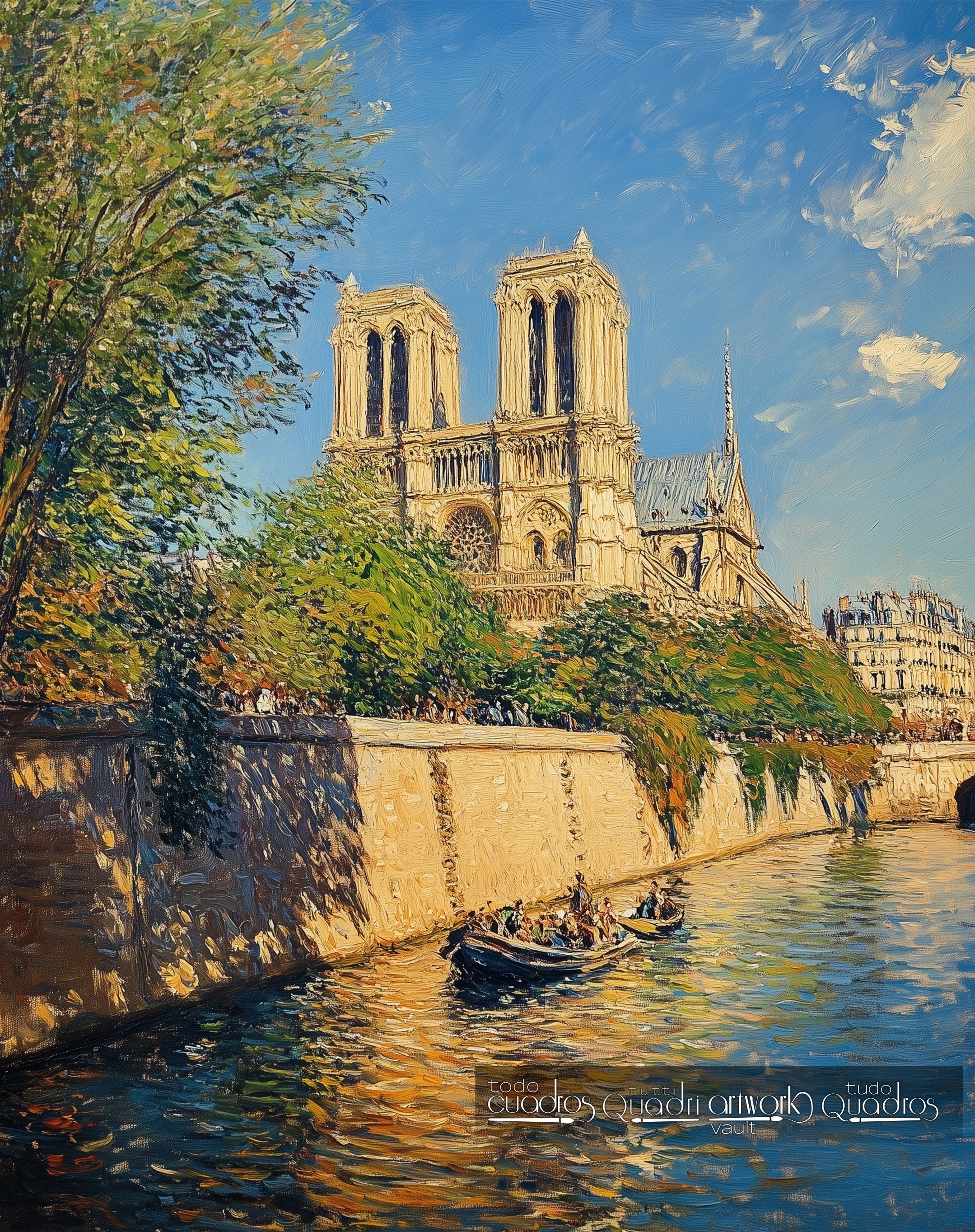 Passeio de Barco sob Notre-Dame, estilo Monet