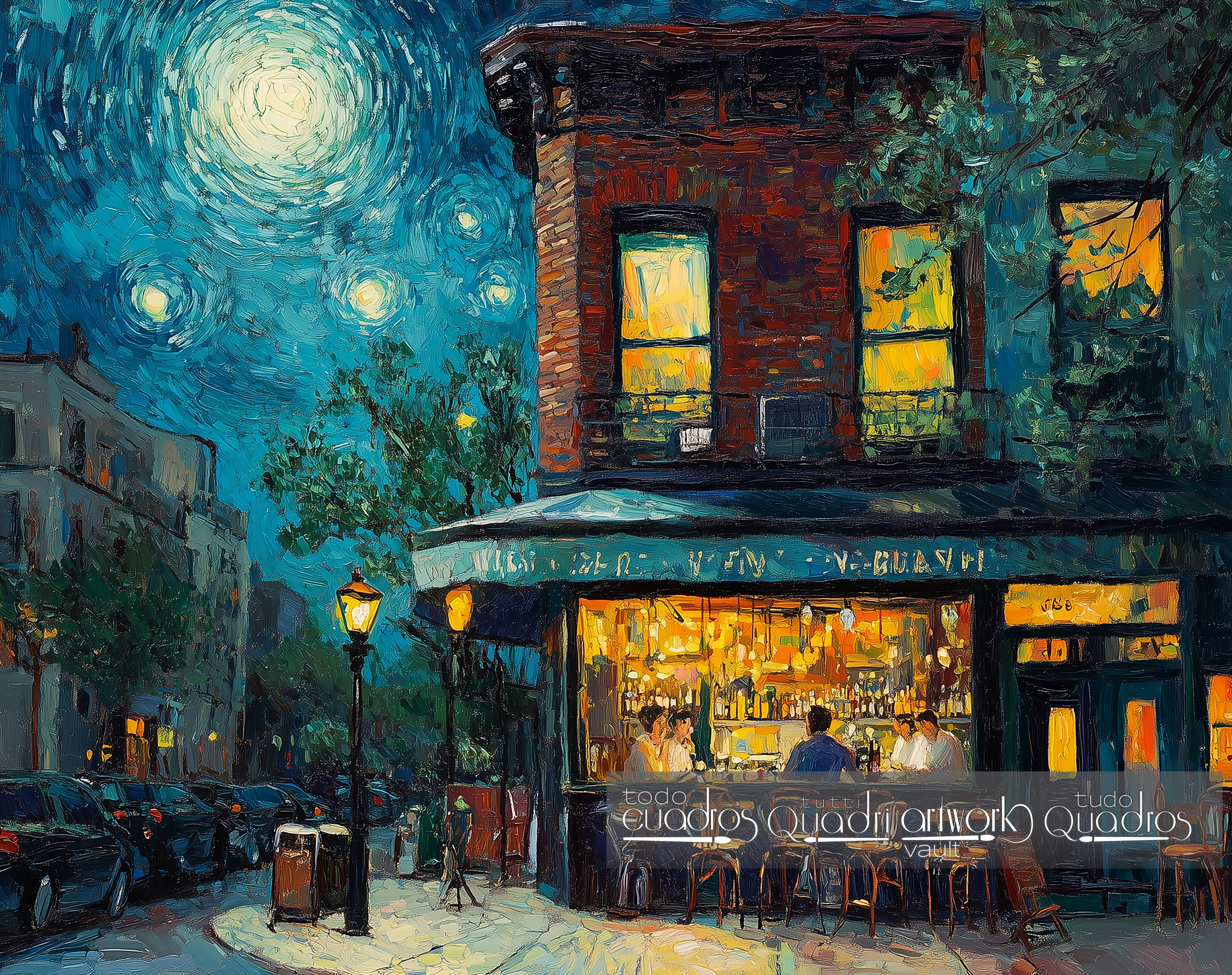 Noite no café, estilo Van Gogh moderno