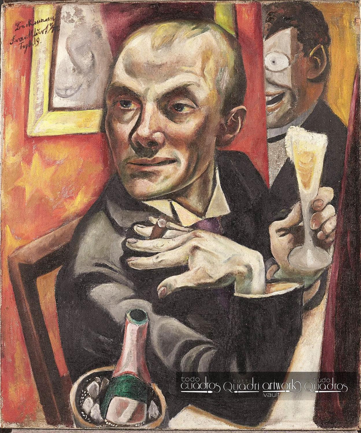 Auto-retrato com taça de champanhe, Max Beckmann