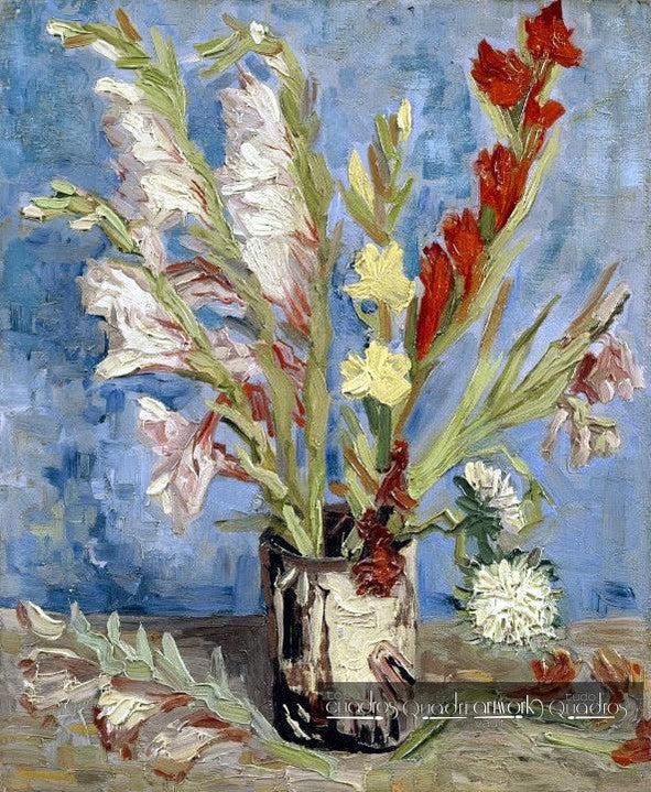 Vaso com gardenladiols e ásteres chineses, Van Gogh