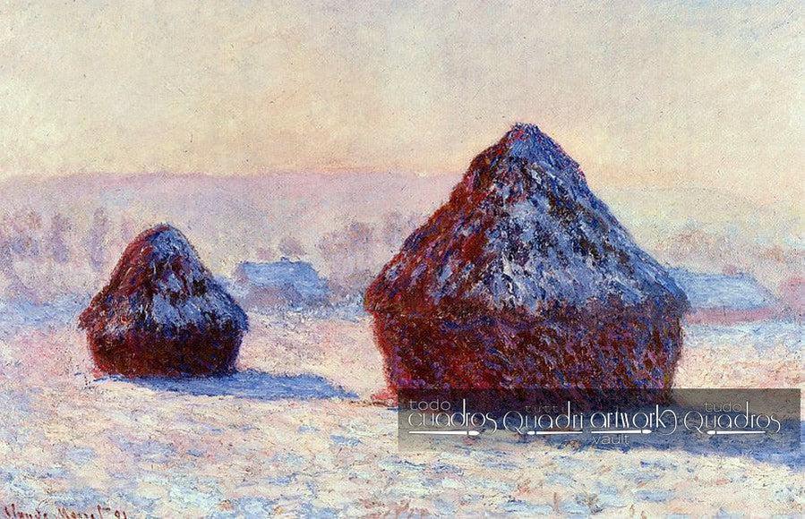 Montes de feno, efeito de neve, de manhã, Monet