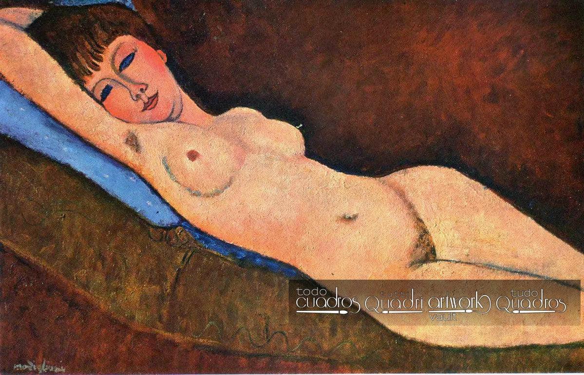 Nu reclinado com almofada azul, Modigliani