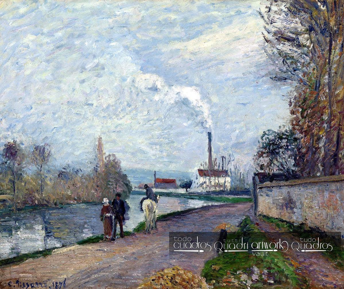 O Rio Oise perto de Pontoise com Céu Cinzento, Pissarro